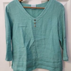 Women's Green Linen Top